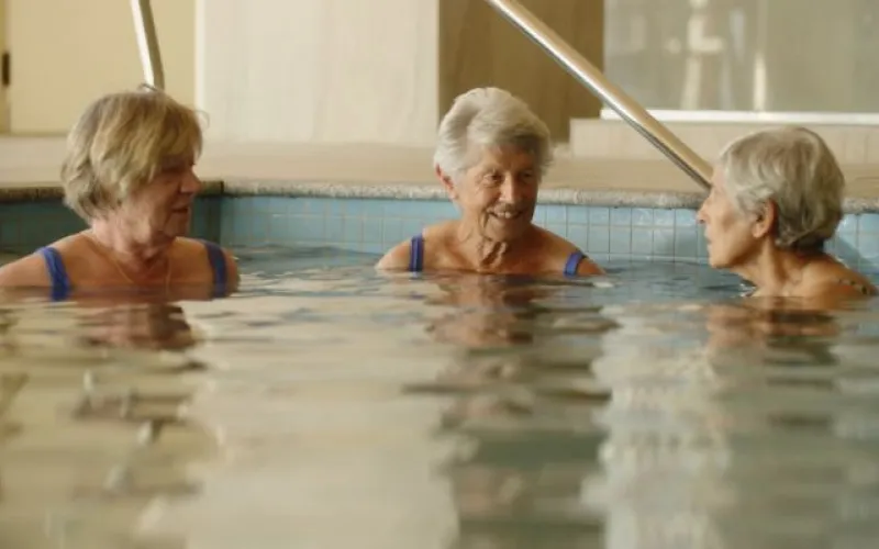 Relax in the pool and spa